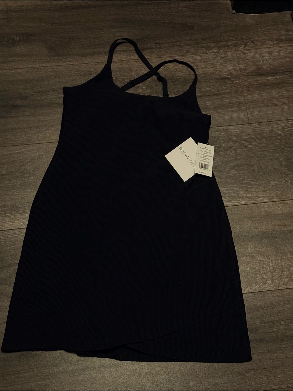 Beyond Yoga Black Ribbed Crossback Mini Dress